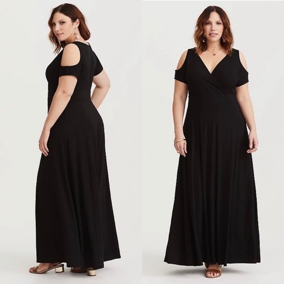 torrid Dresses & Skirts - Torrid Black Jersey Cold Shoulder Maxi Dress size 1X